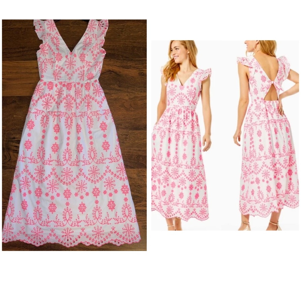 Lilly Pulitzer Tiered Sundress with Flutter Sleeves HTF Lillyanne midi dress 🦄
